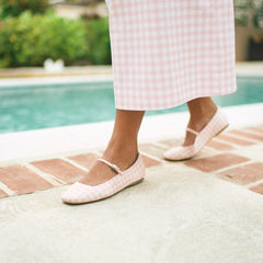 REYES X BYRDIE GOLF BALLET FLATS PINK PLAID GINGHAM