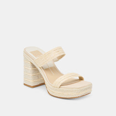 ALIYA PEARL HEELS VANILLA RAFFIA