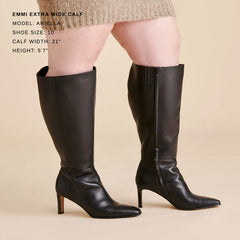 EMMI EXTRA WIDE CALF BOOTS BLACK LEATHER