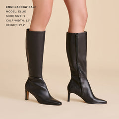 EMMI NARROW CALF BOOTS BLACK LEATHER