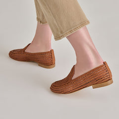ARMOND FLATS COGNAC WOVEN LEATHER