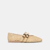 BAYLEE SUNFLOWER WIDE BALLET FLATS LT NATURAL MACRAME