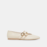 BAYLEE WIDE BALLET FLATS IVORY LEATHER