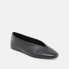BRAIDY BALLET FLATS BLACK LEATHER