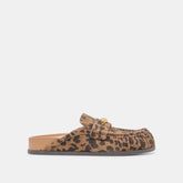 JODERO FLATS BROWN LEOPARD PRINTED SUEDE