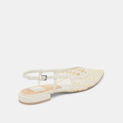 PAMIE FLORAL FLATS WHITE YELLOW FLORAL MESH