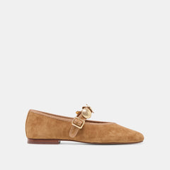 RELAN BALLET FLATS LT BROWN SUEDE