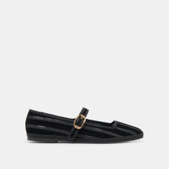 TAMEKA BALLET FLATS BLACK STRIPE MESH