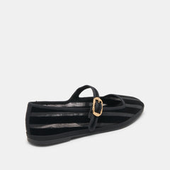 TAMEKA BALLET FLATS BLACK STRIPE MESH