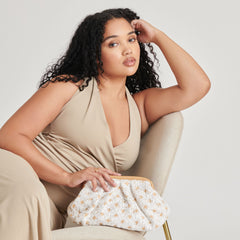 FIORE CLUTCH EMBROIDERED NATURAL RAFFIA