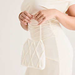 SERILDA PEARL HANDBAG IVORY SATIN