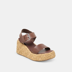 AURI WEDGES DK BROWN LEATHER