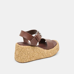 AURI WEDGES DK BROWN LEATHER