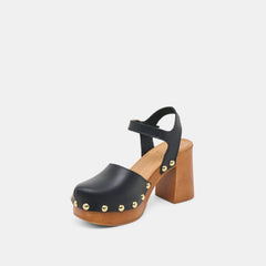 CLOVER HEELS BLACK LEATHER