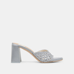 MARGOE HEELS LIGHT BLUE WOVEN SATIN