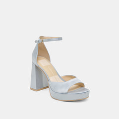 PANDRO HEELS LIGHT BLUE SATIN