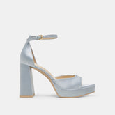 PANDRO HEELS LIGHT BLUE SATIN