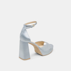 PANDRO HEELS LIGHT BLUE SATIN