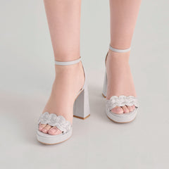 PELTIN HEELS GREY WOVEN RAFFIA