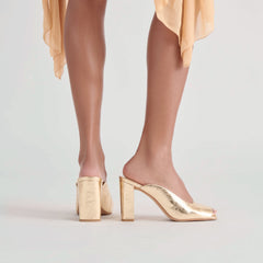 SABELA HEELS GOLD DISTRESSED LEATHER