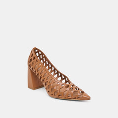 TANYA HEELS COGNAC WOVEN LEATHER