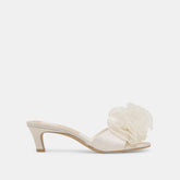 NARITA PEARL HEELS OFF WHITE SATIN