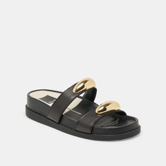 SATINE SANDALS BLACK LEATHER