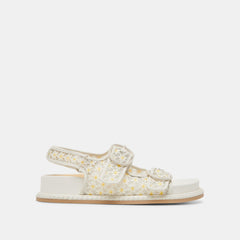STUART FLORAL SANDALS WHITE YELLOW FLORAL MESH
