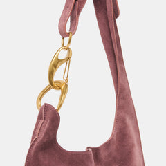 JOHNNIE SHOULDER BAG BURGUNDY SUEDE