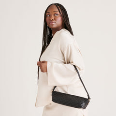 SAVAII WOVEN SHOULDER BAG BLACK WOVEN LEATHER