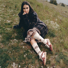 NOTICE STITCH SNEAKERS OXBLOOD CROCO EMBOSSED LEATHER