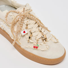 NOTICE LACE SNEAKERS IVORY + GOLD CHARM BUNDLE
