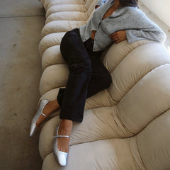 REYES BALLET FLATS SILVER DISTRESSED LEATHER