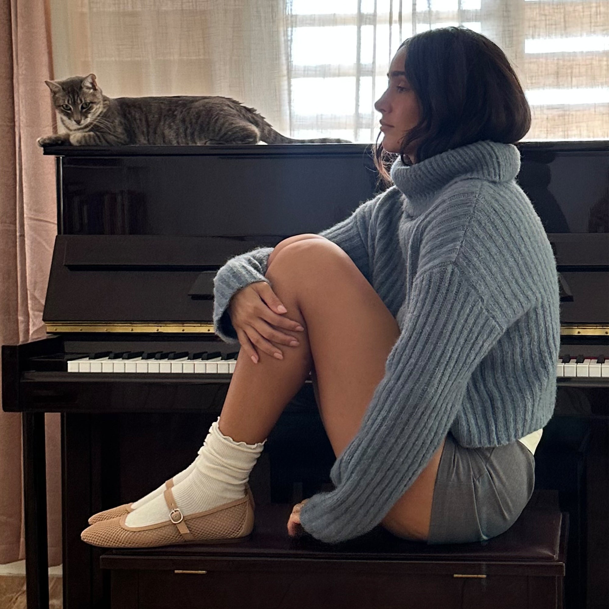 RODNI MESH BALLET FLATS LIGHT TAN WOVEN MESH