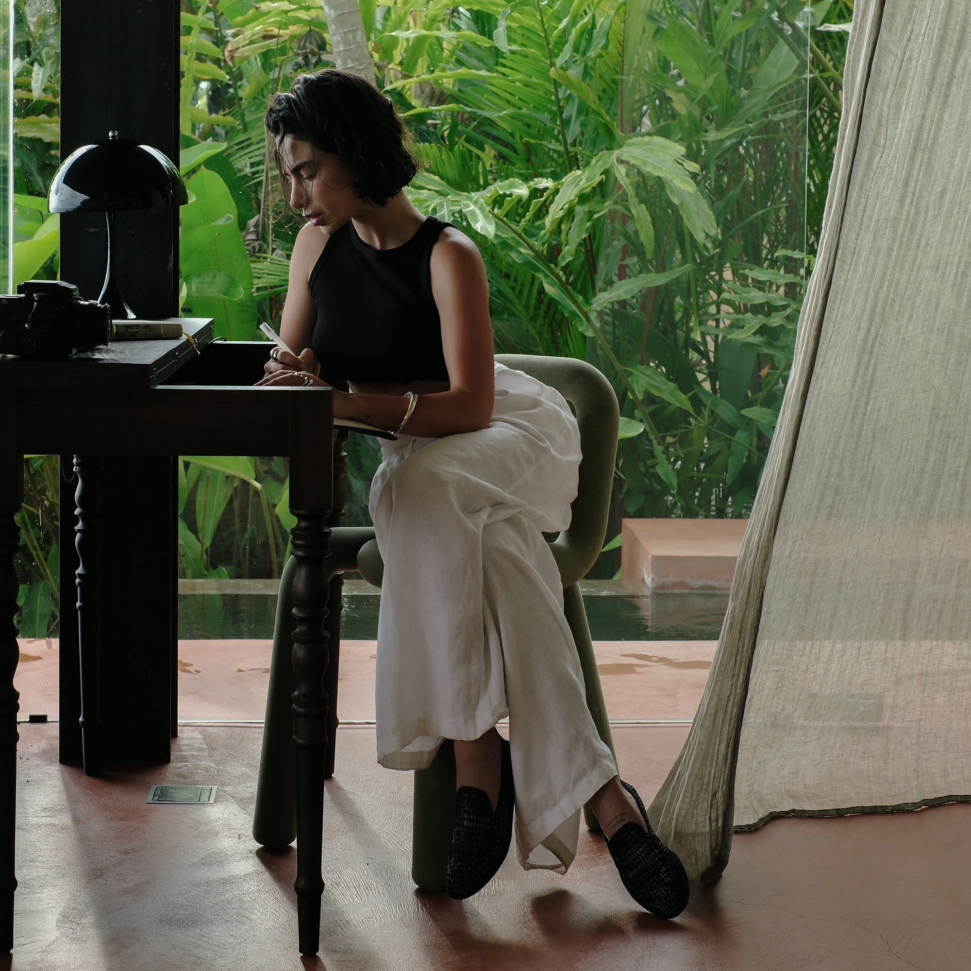 ARMOND FLATS BLACK WOVEN LEATHER