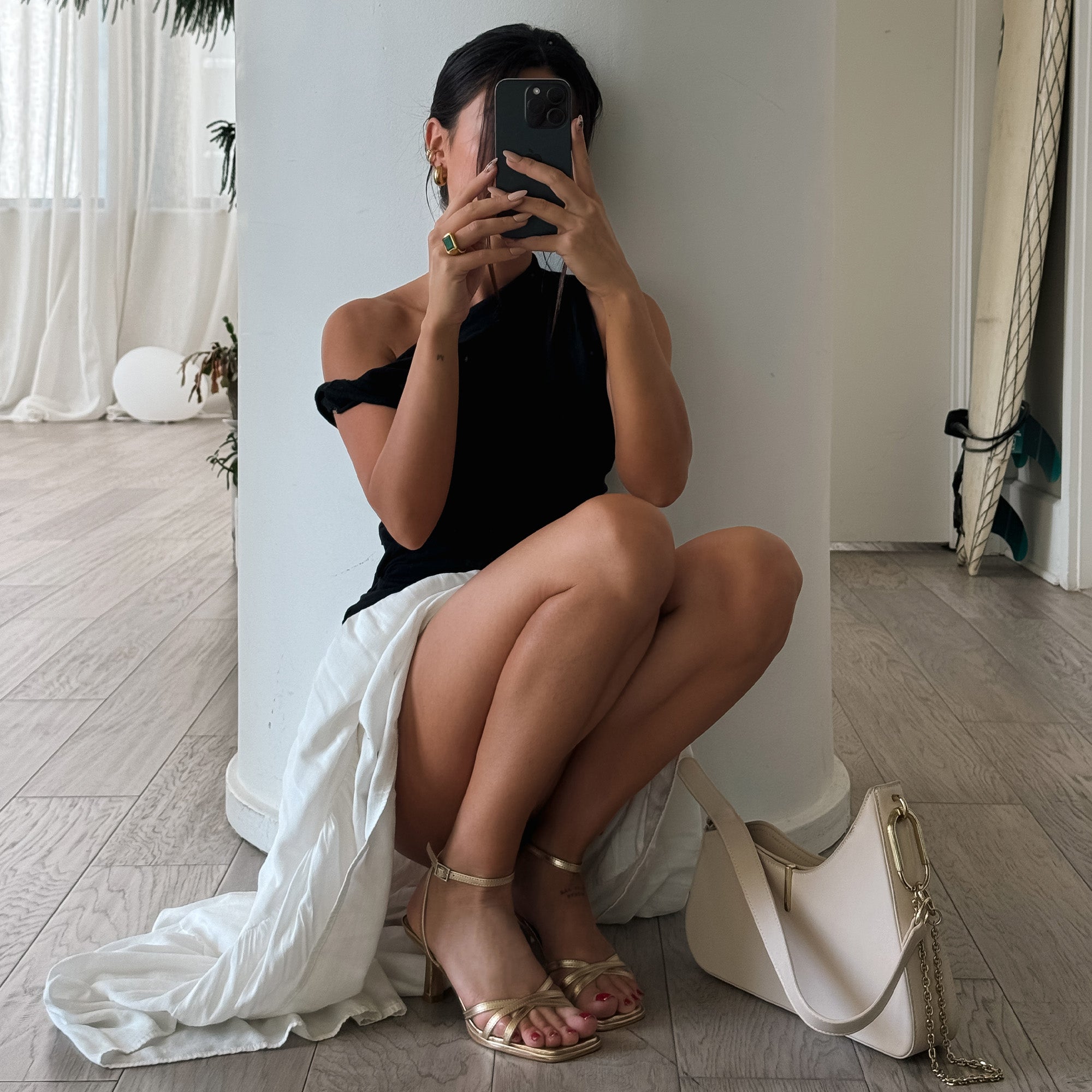 MANJI HEELS LIGHT GOLD METALLIC LEATHER