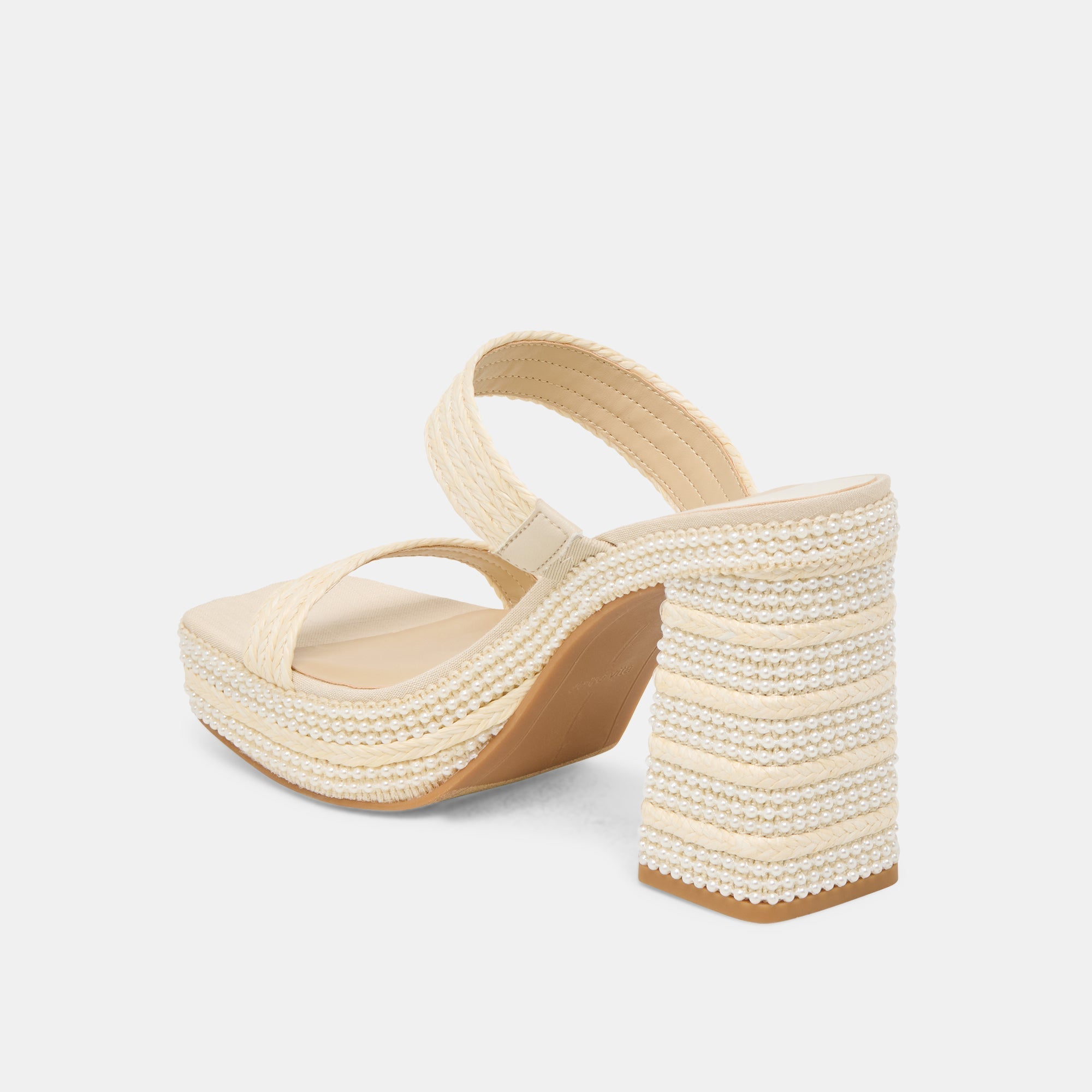 ALIYA PEARL HEELS VANILLA RAFFIA