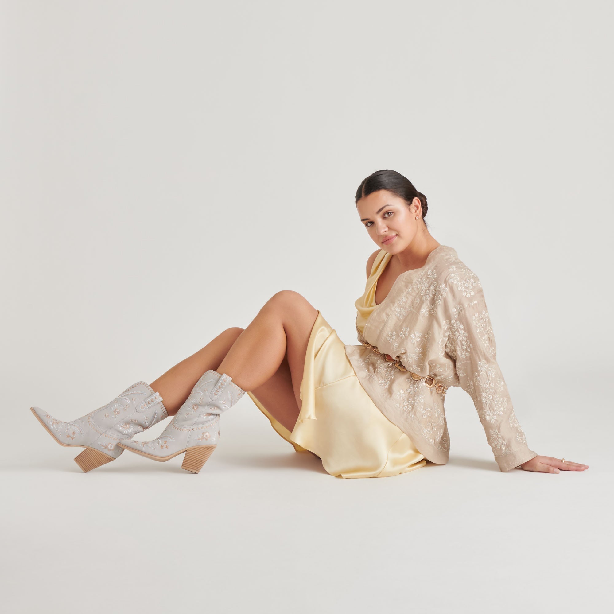 JESSEY FLORAL BOOTS LIGHT BLUE NUBUCK