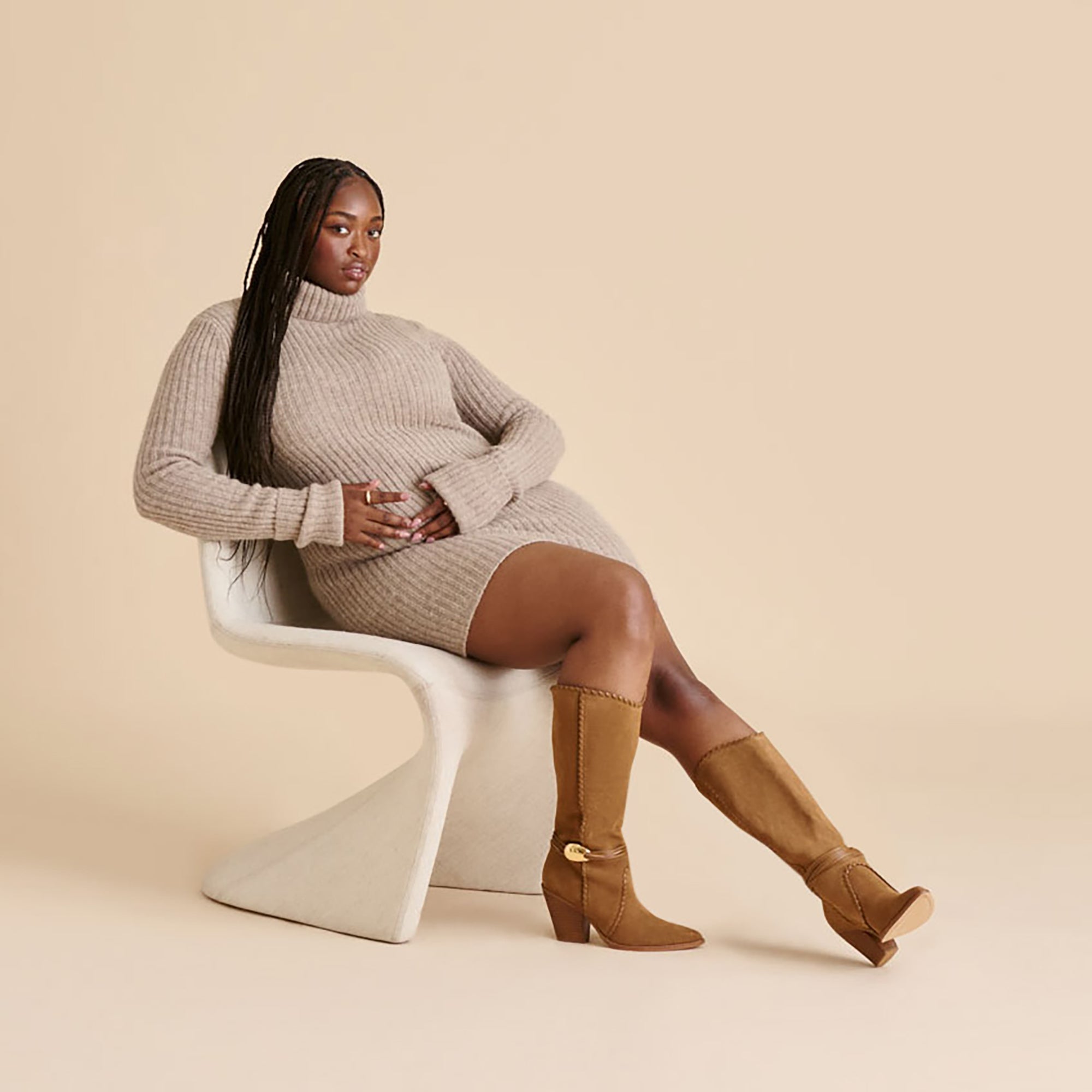 JODY WIDE CALF BOOTS LT BROWN SUEDE