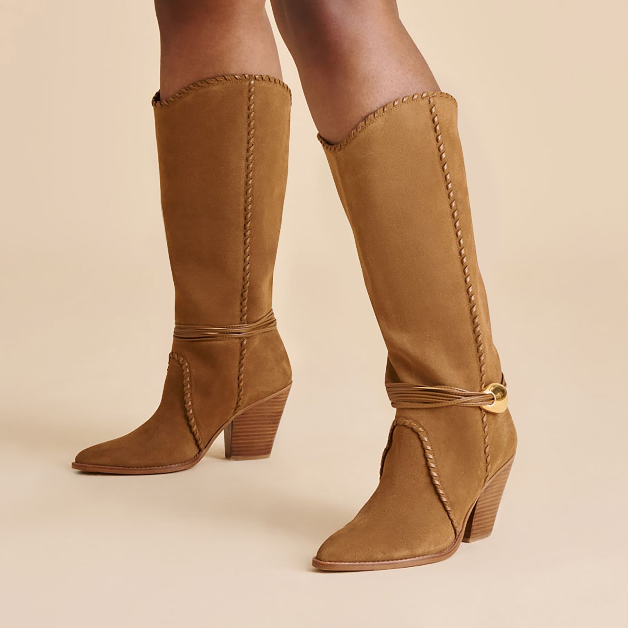 JODY WIDE CALF BOOTS LT BROWN SUEDE