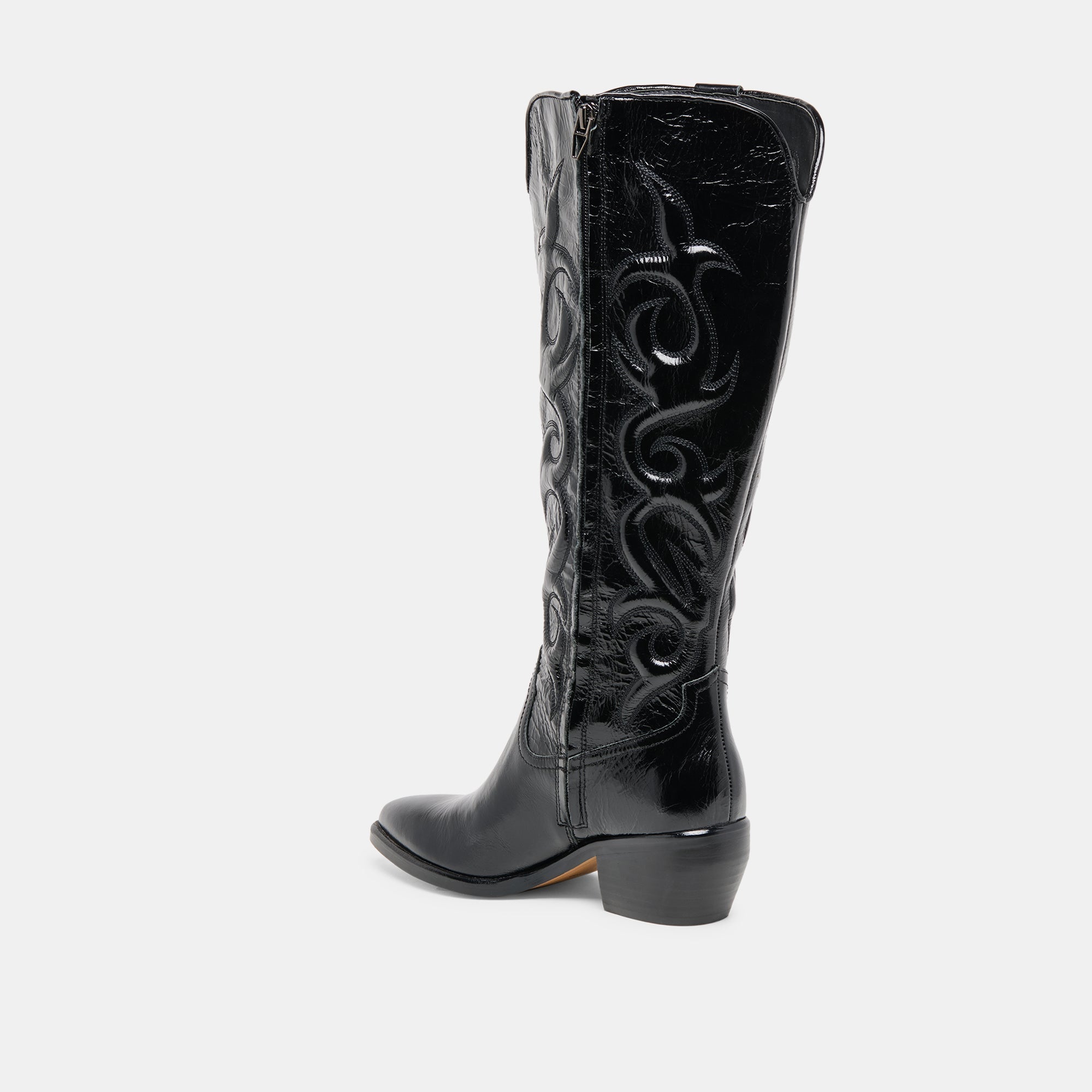 MIRLA WIDE CALF BOOTS BLACK LEATHER
