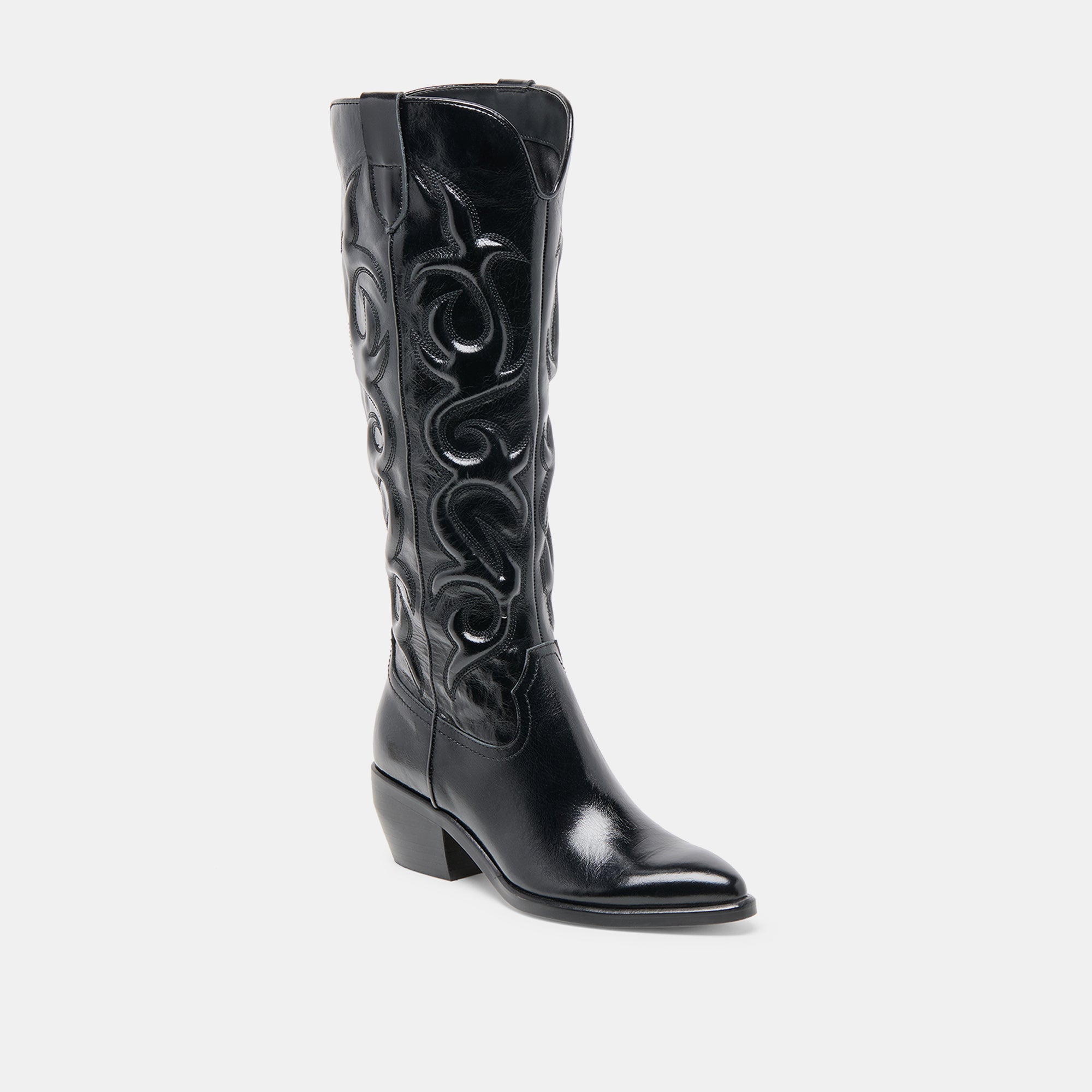 MIRLA EXTRA WIDE CALF BOOTS BLACK LEATHER