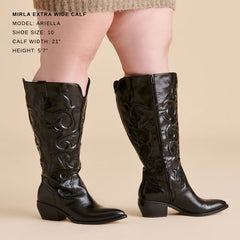 MIRLA EXTRA WIDE CALF BOOTS BLACK LEATHER