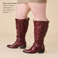 MIRLA EXTRA WIDE CALF BOOTS OXBLOOD LEATHER
