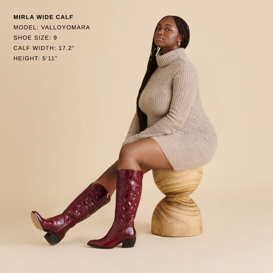 MIRLA WIDE CALF BOOTS OXBLOOD LEATHER