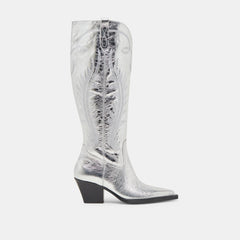 RYATT EXTRA WIDE CALF BOOTS SILVER DISTRESSED LEATHER