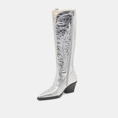 RYATT EXTRA WIDE CALF BOOTS SILVER DISTRESSED LEATHER