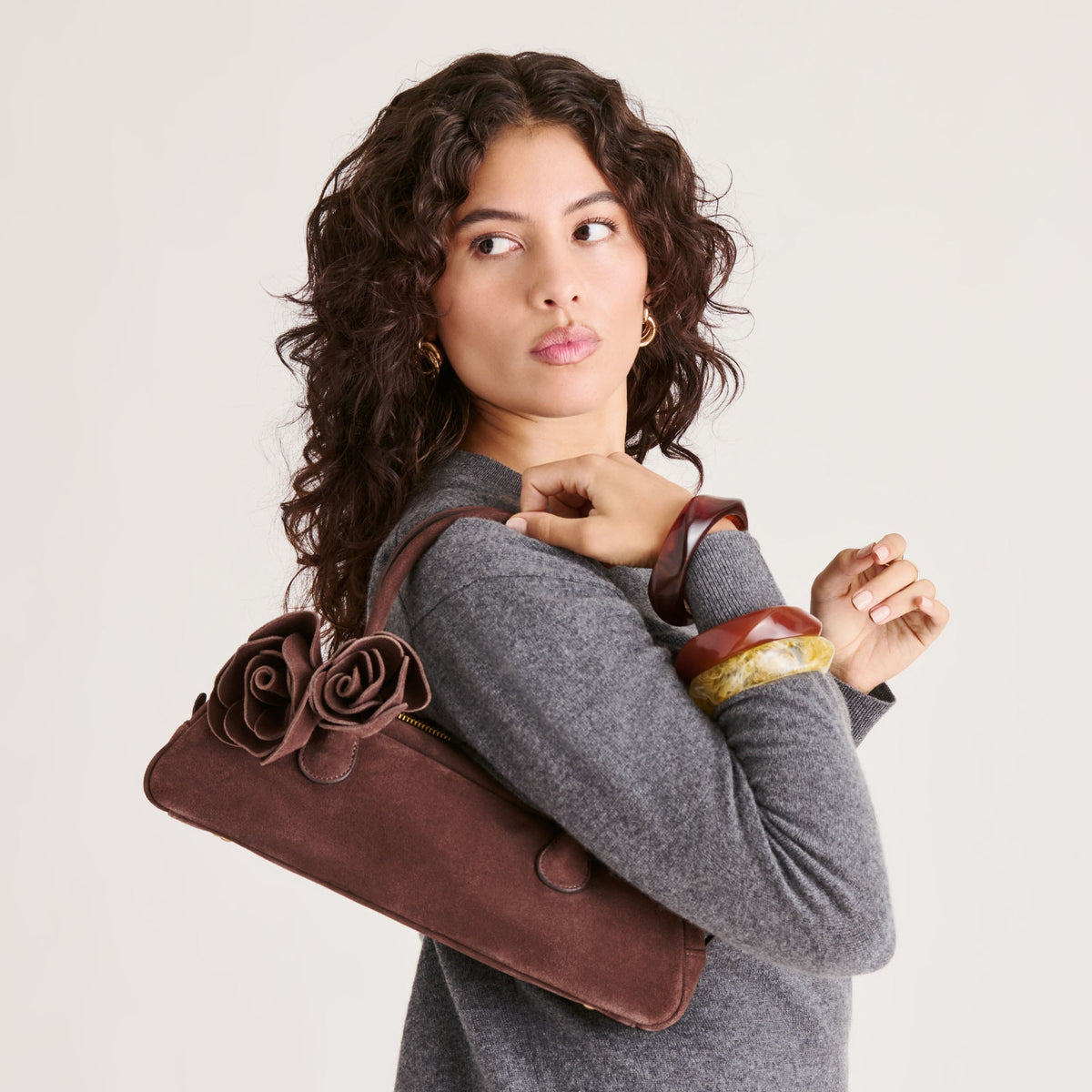 BORACAY SHOULDER BAG CHOCOLATE SUEDE