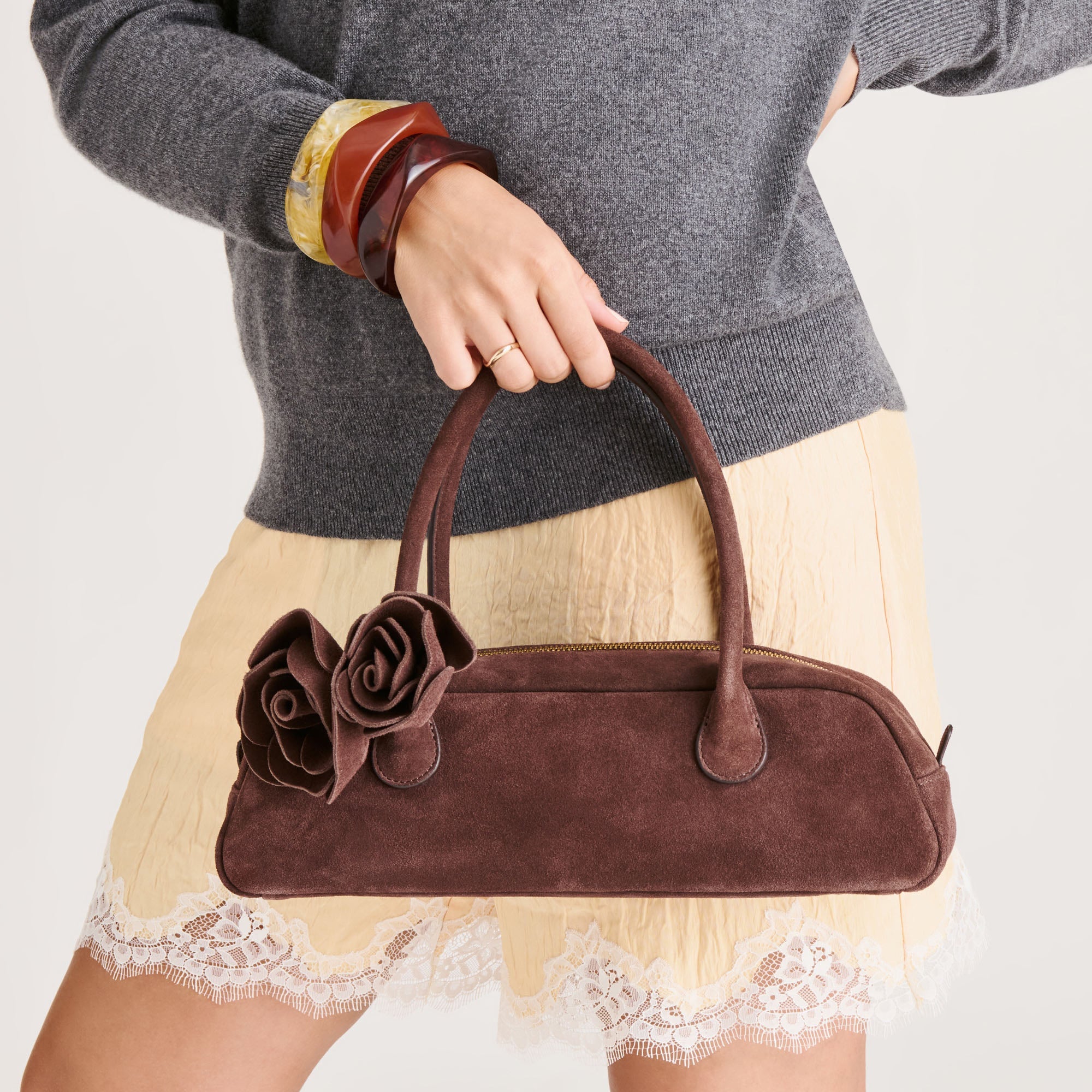 BORACAY SHOULDER BAG CHOCOLATE SUEDE