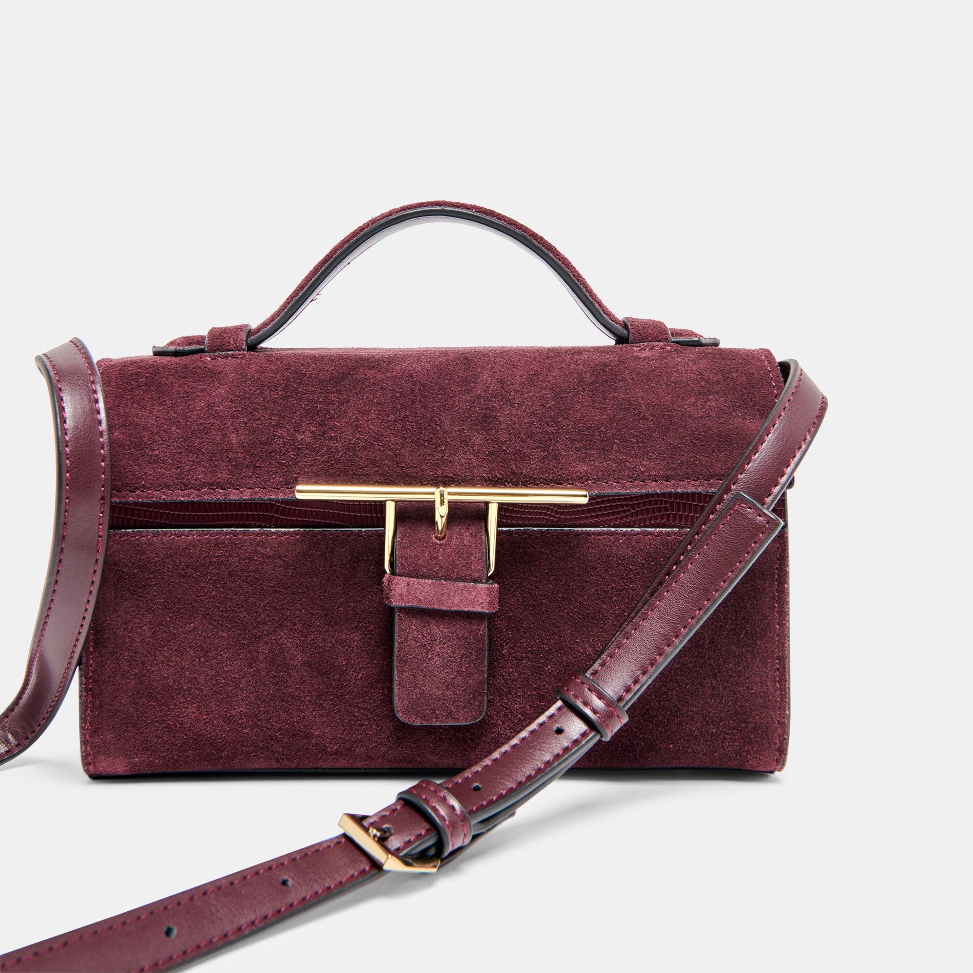 ZANNONE CROSSBODY BURGUNDY SUEDE